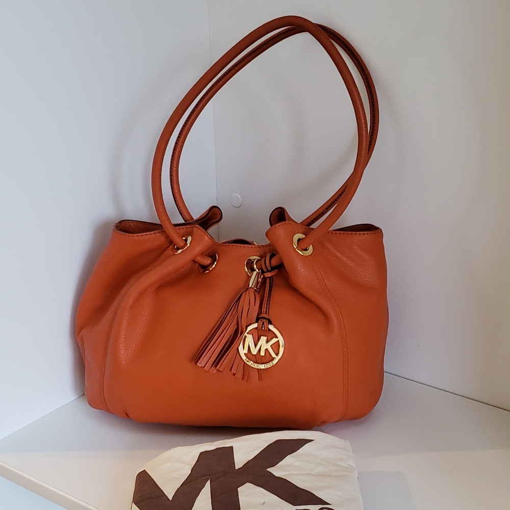 Michael Kors burnt orange ring shoulder tote